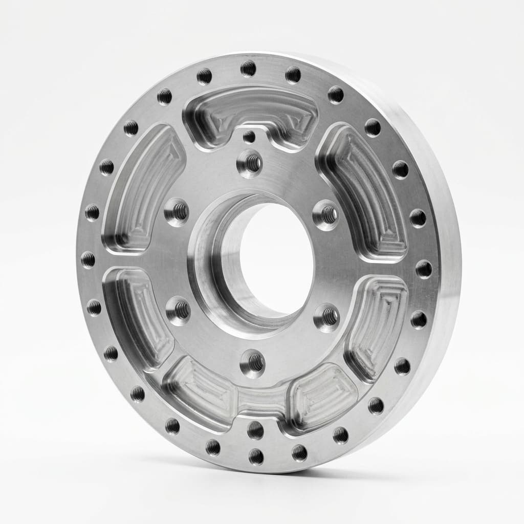 Machined-from-billet titanium aerospace component visual