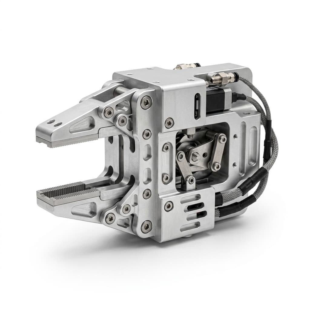 High-precision CNC machined aluminum robotic end effector gripper